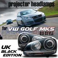 VW Golf MK5 R32 Black Projector Xenon Look Headlights Headlamps Set Bi..